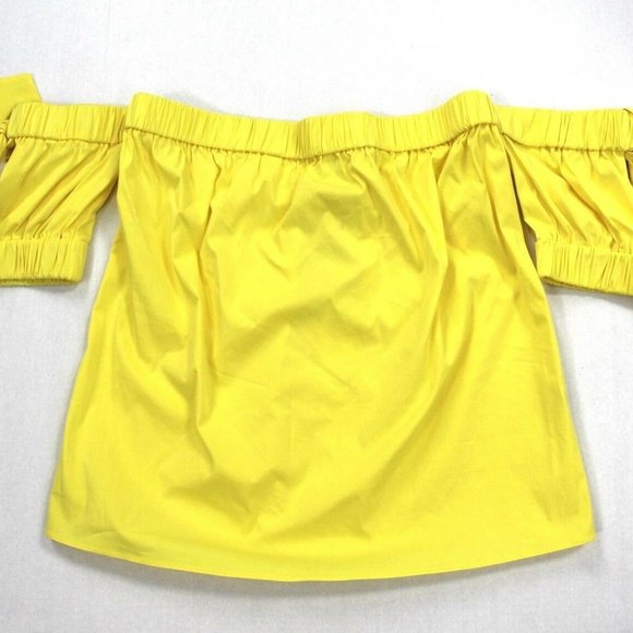 Milly Bow Details Off-the-Shoulder Elasticized Neckline Top Size S Yellow - Picture 1 of 6